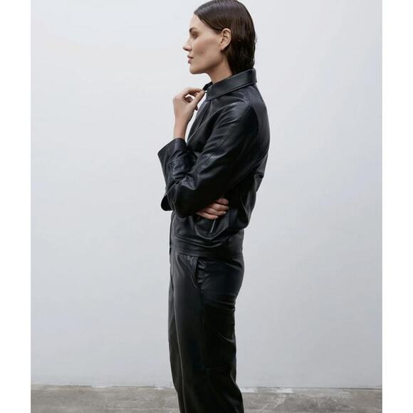 Paris Georgia Tia Lamb Leather Pants in Black M - Picture 3 of 5